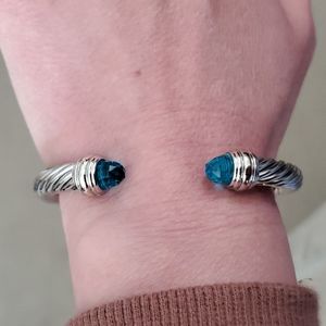 David Yurman 7mm Sterling Silver Cable bracelet blue topaz 💙